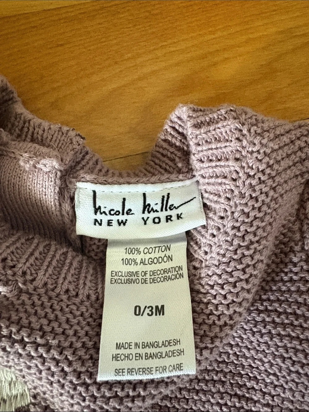 Nicole Milker Lilac Knit Baby Sweater Set - Size 0 to 3 months - Never Worn